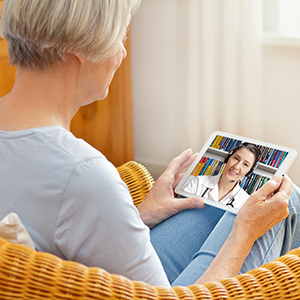 Kentucky River patient talking to a doctor via TeleHealth.